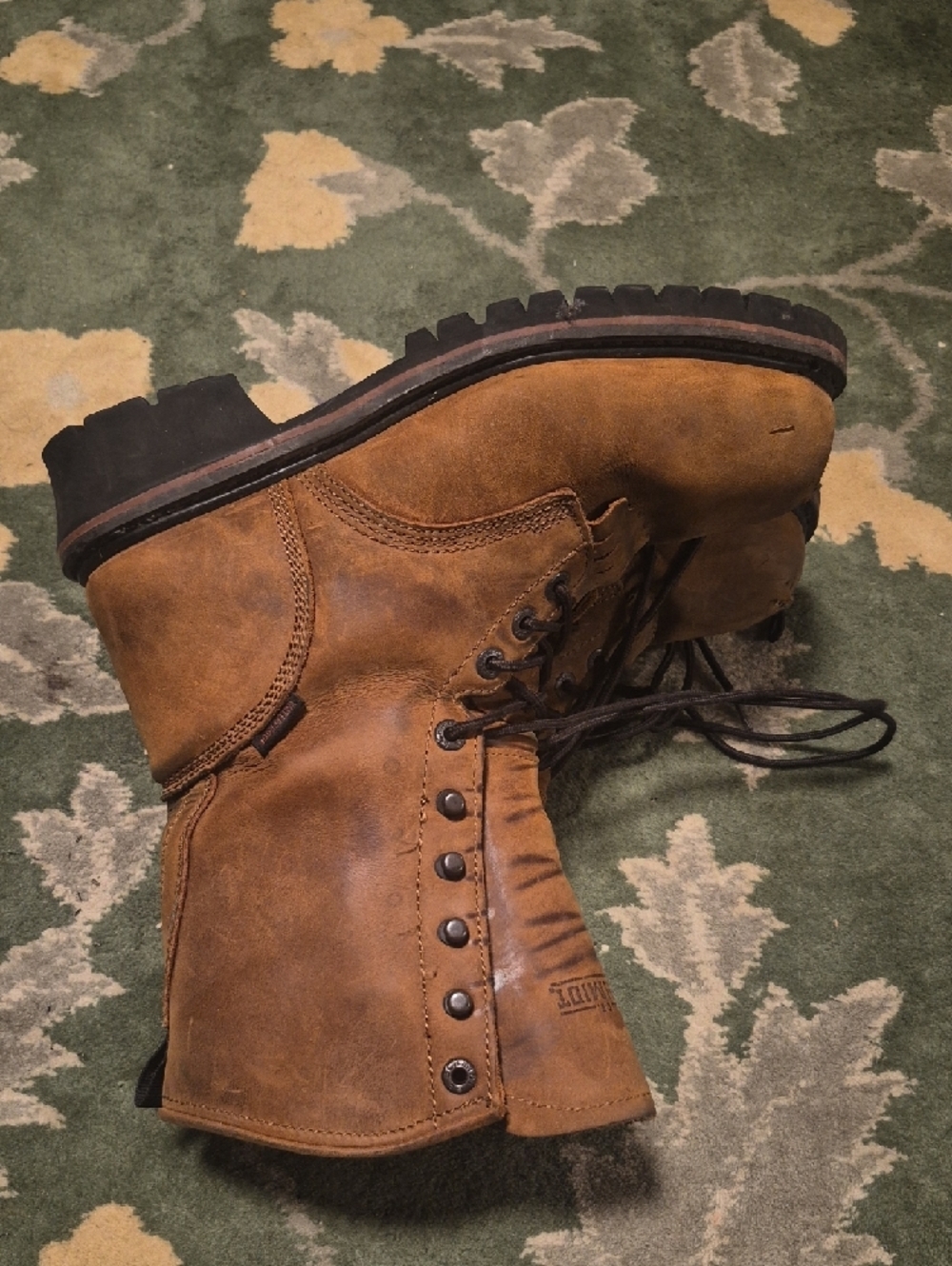 Men's Tan Leather Lace-Up Work Boots - Durable Outdoor Style - Picture 4 of 10